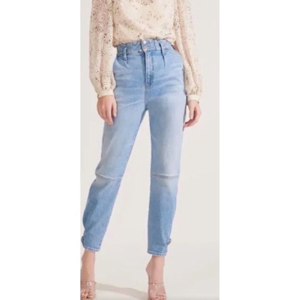 Veronica Beard Monika Tapered High Rise  Blue Pale Stone Jeans Size 29 8